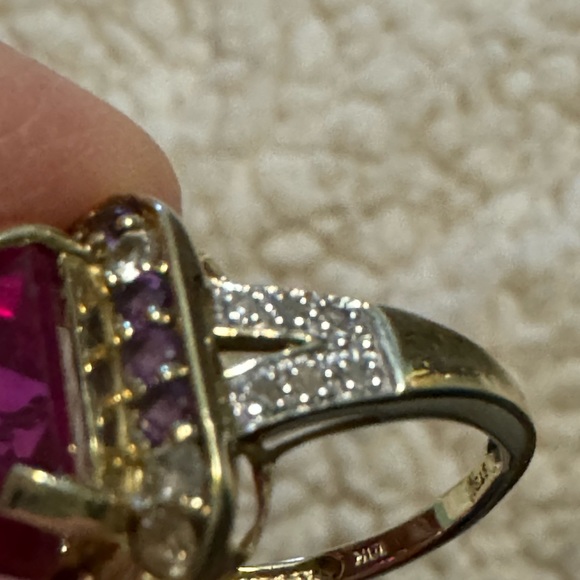 Pink sapphire 7.5 carats in yellow gold - Picture 7 of 11